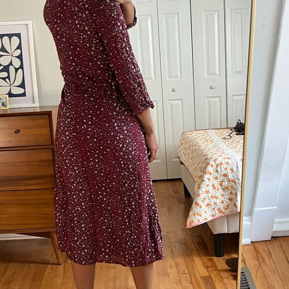 Reformation Bree Animal Print Burgundy Red Midi Dress (XS) - Picture 8 of 12